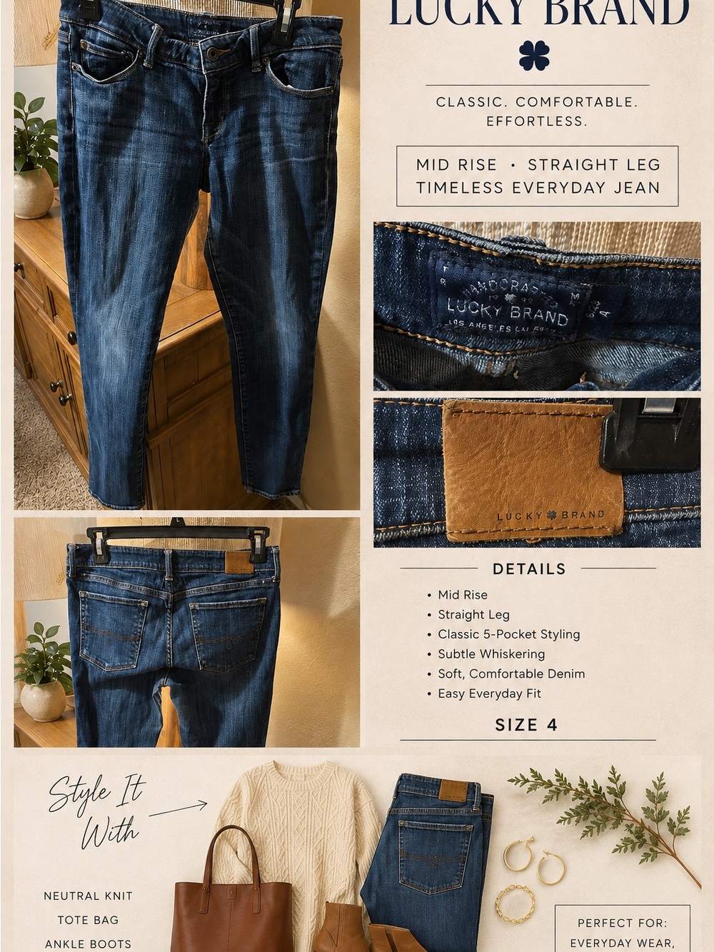 Lucky Brand Dark Blue Cropped Slim Jeans